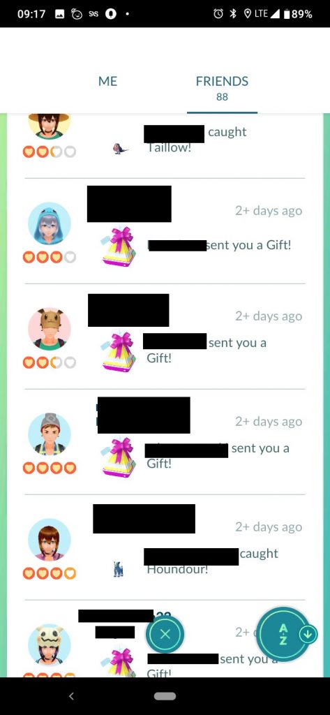 Pokemon GO Lista znajomych