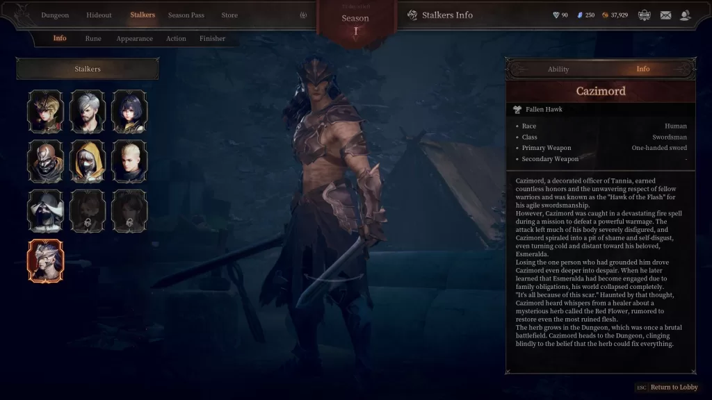 Sylwetka Kazimorda, jednej z grywalnych postaci z gry Dungeon Stalkers