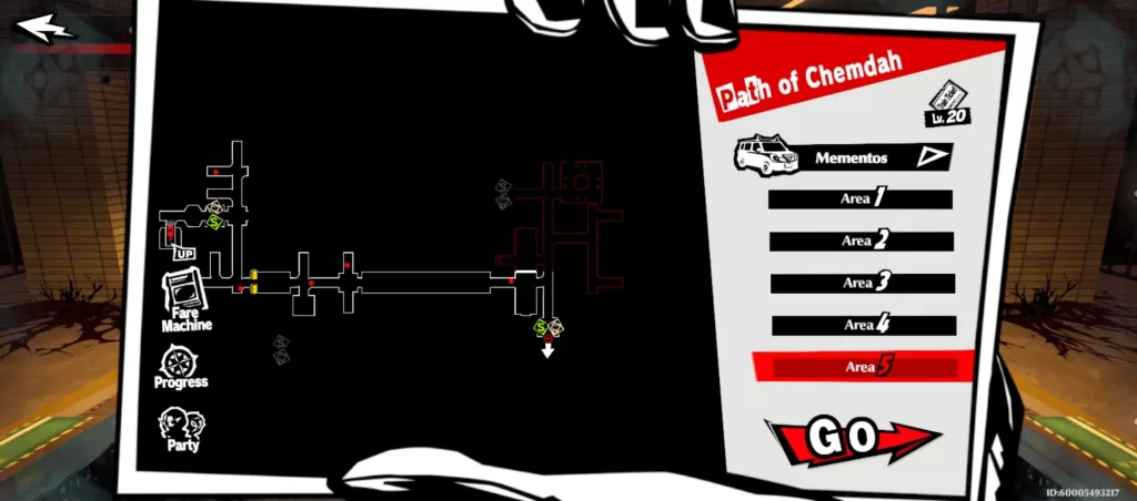 Stopień zwiedzenia Mementos z Persona 5: The Phantom X