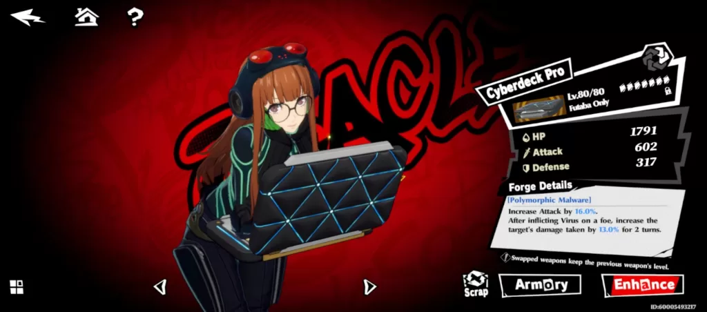 Poziom rozwinięcia broni Futaby w Persona 5: The Phantom X