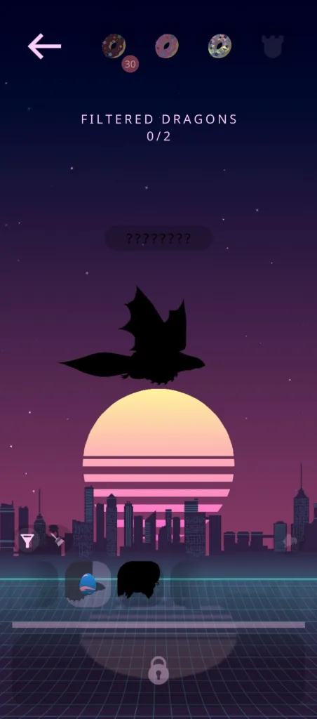 Ekran przedstawiający dwa brakujące smoki w grze Flappy Dragon