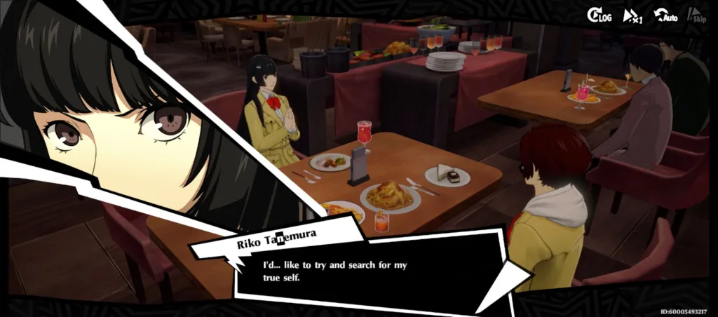 Obraz przedstawia kadr z Persona 5: The Phantom X, z widocznymi elementami interfejsu użytkownika.