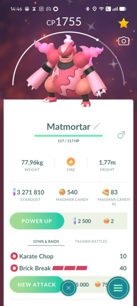 Postac stworka z gry komputerowej Pokemon o imieniu Magmortar